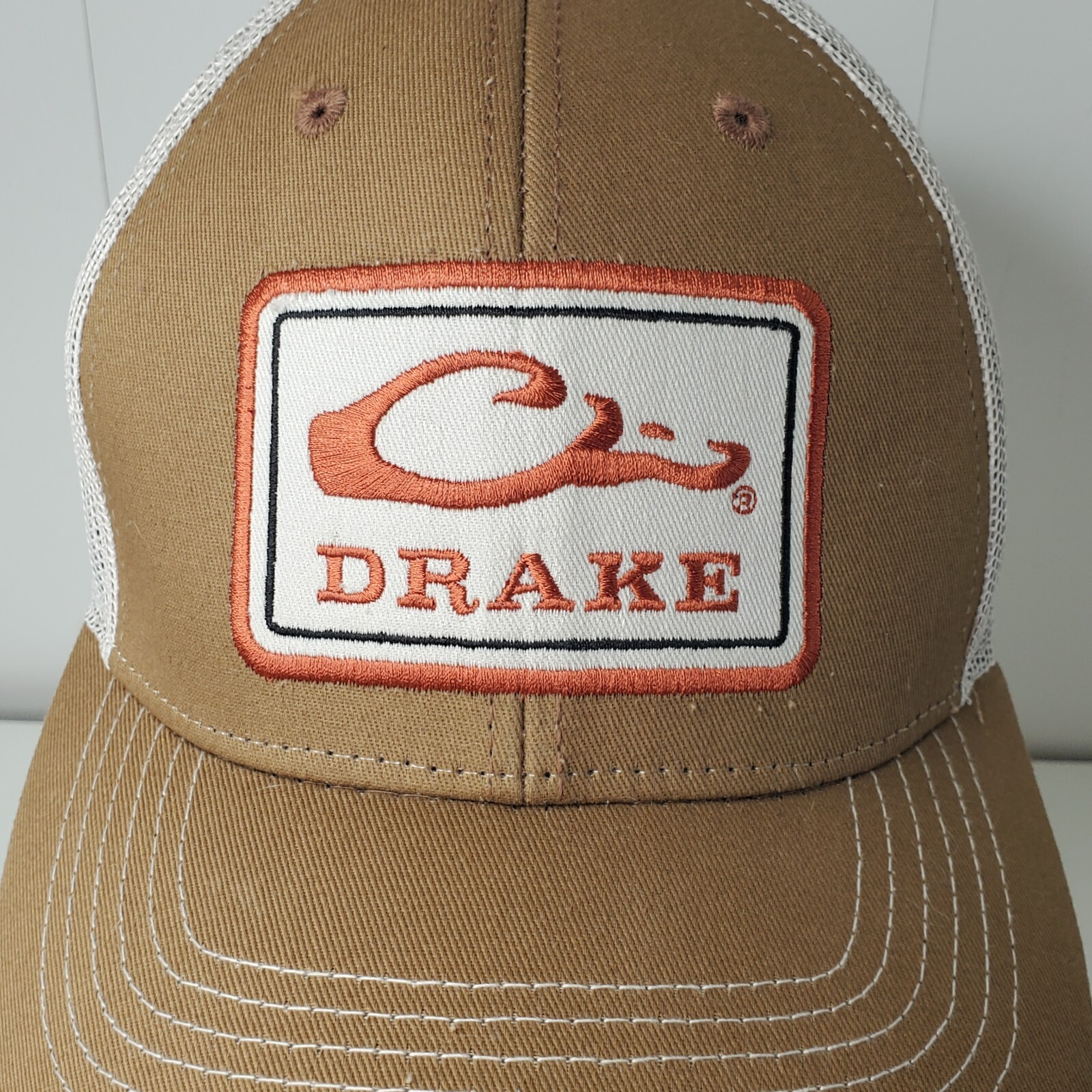 Men's Drake Waterfowl Logo Patch Mesh Trucker Cap Snapback Hat Hunting Outdoors