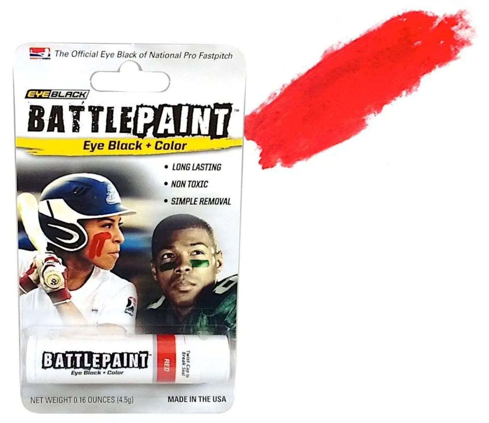 EyeBlack BattlePaint Non-Toxic Face/Body Sports Paint 1 Tube (0.16 oz) – Red