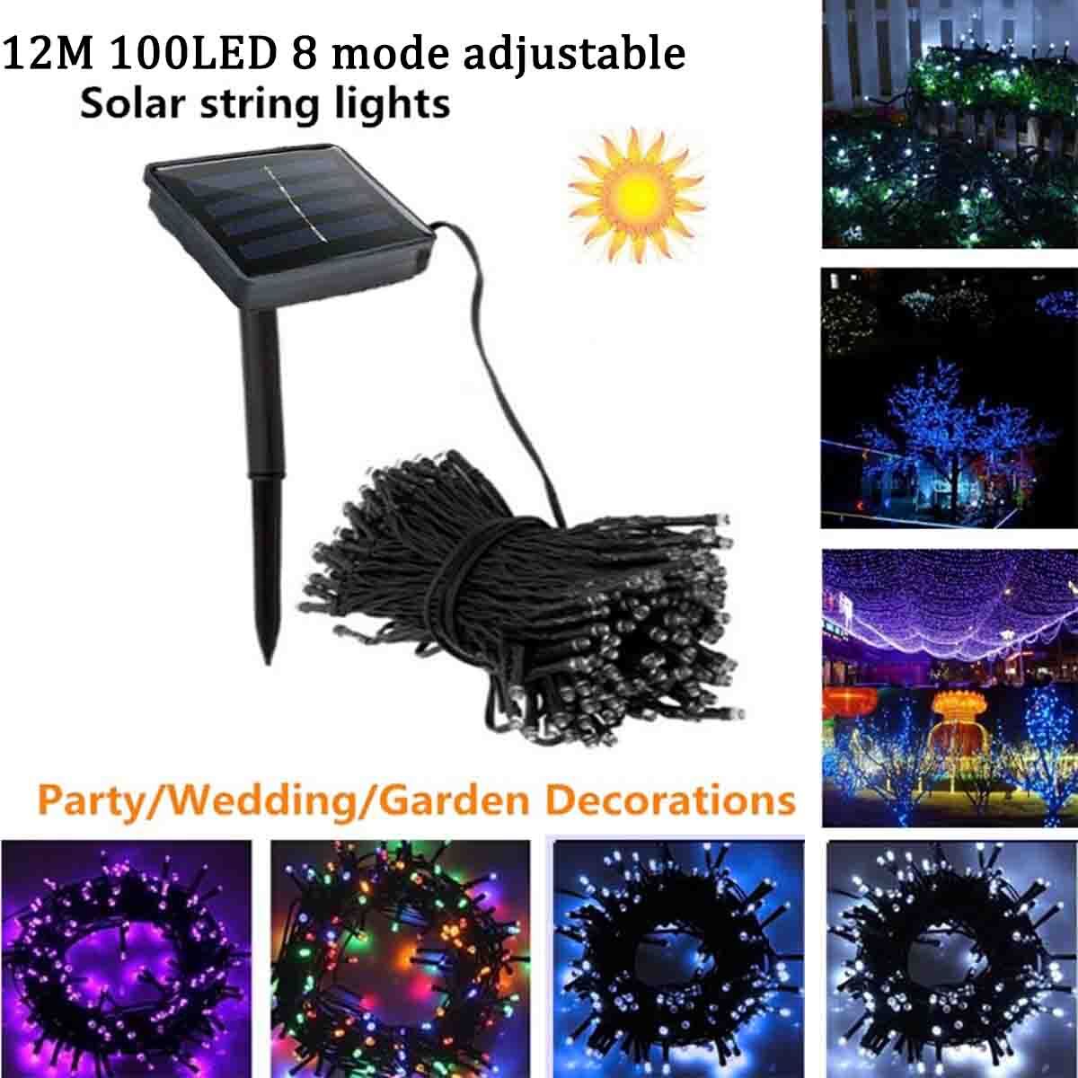 Solar LED Light String, Solar Powered 39 FT 100 Hanging Small lights 8 Modes