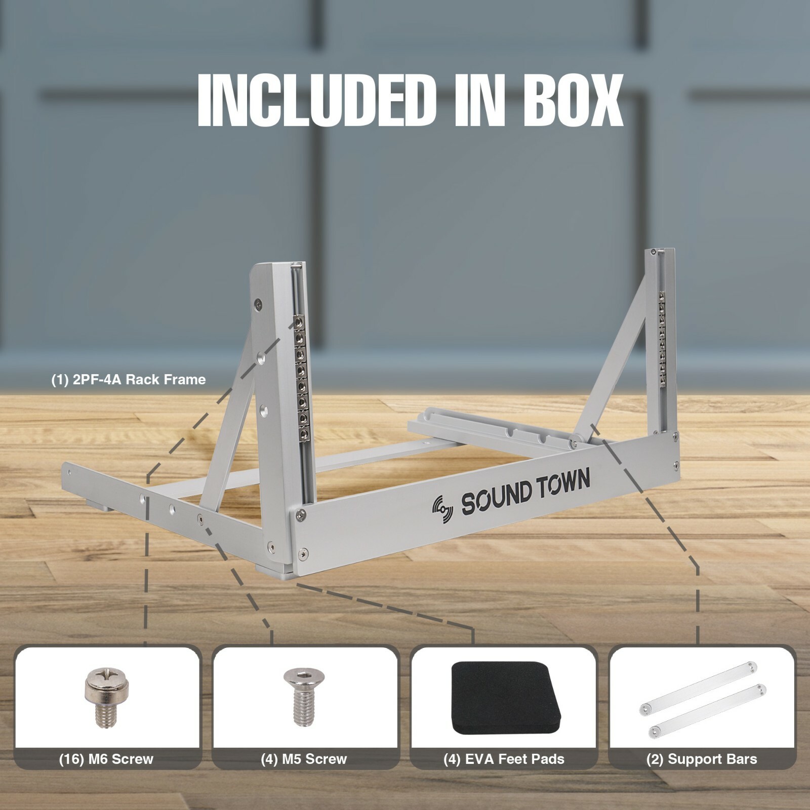 Sound Town 4U Aluminum 2-Post Desktop Open-Frame Rack, Angle Adjustable 2PF-4A