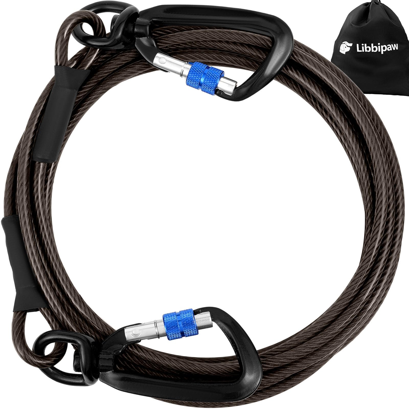Libbipaw Dog Tie Out Cable 50FT Heavy Duty Chew Proof, Tangle-Free Runner wit...