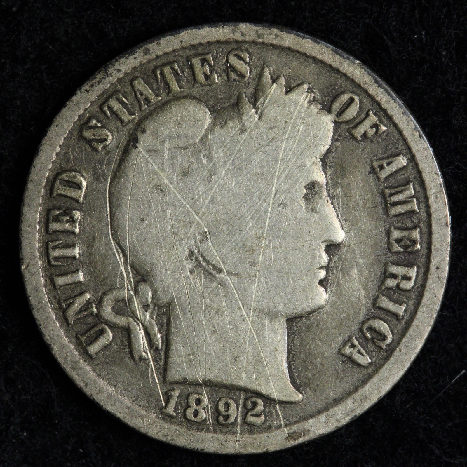 1892-S Barber Silver Dime VG+ E289 SKQHB