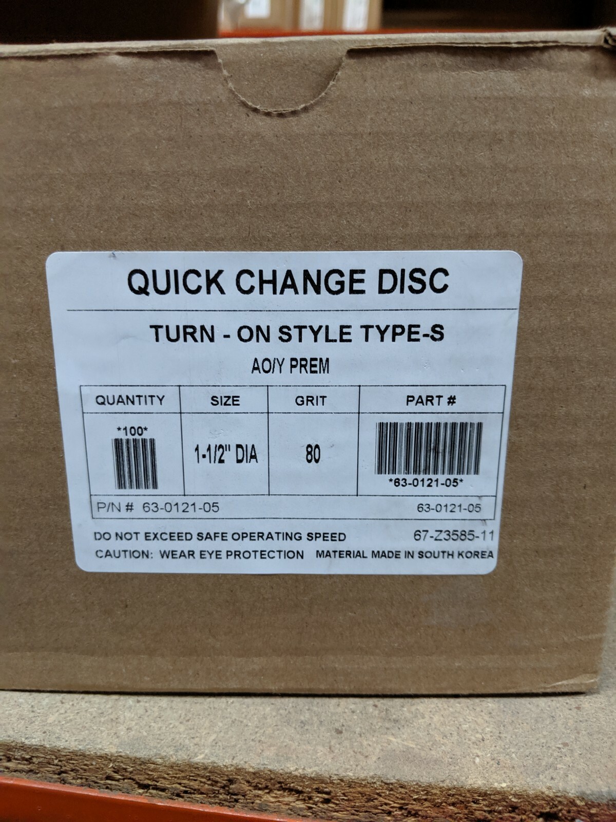 PRECISION ABRASIVES 63-0121 - A/O QUICK CHANGE LAMINATED DISCS  1-1/2" -100 pack