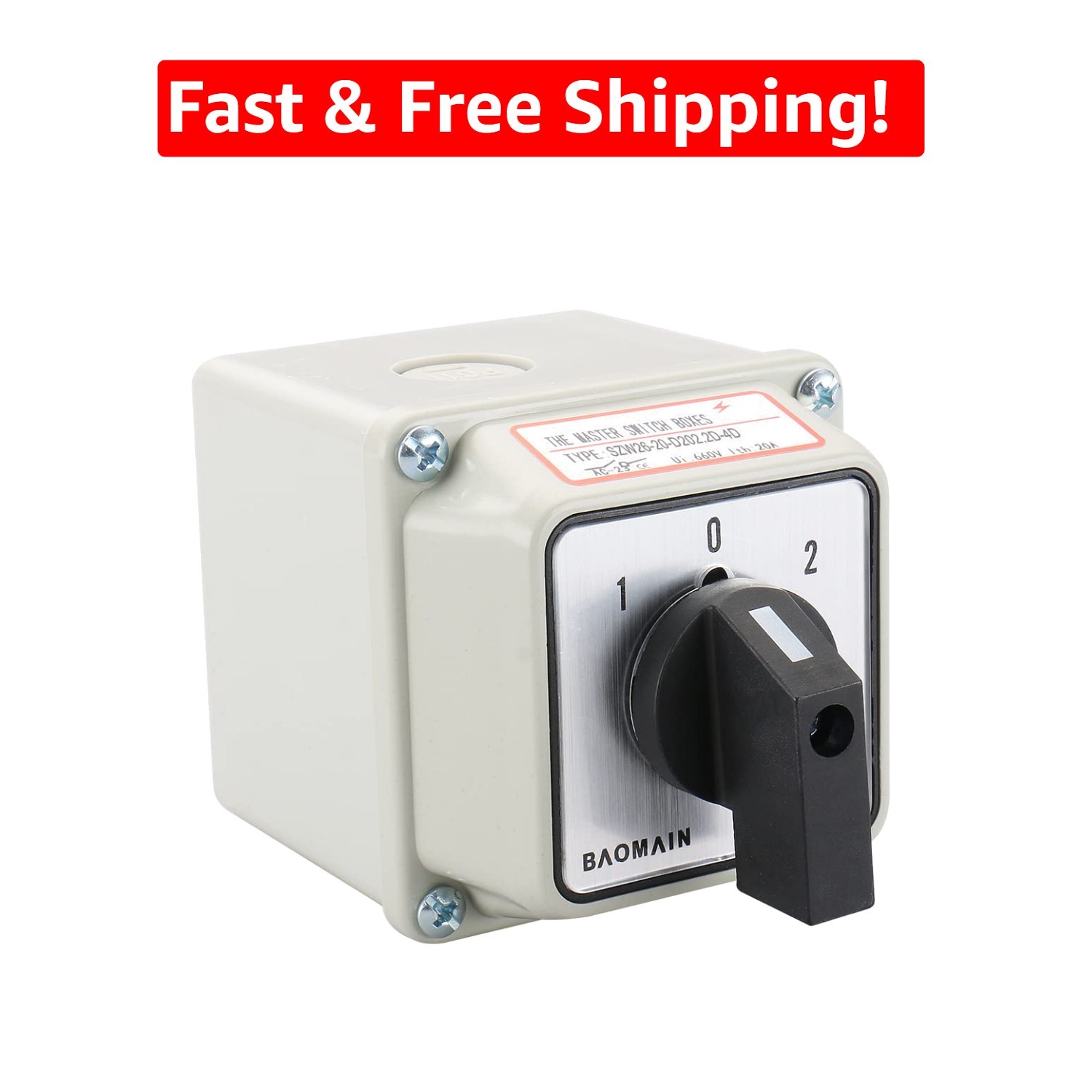 Screw Terminal Rotary Changeover Switch – 20A with Small Surface Mount Box