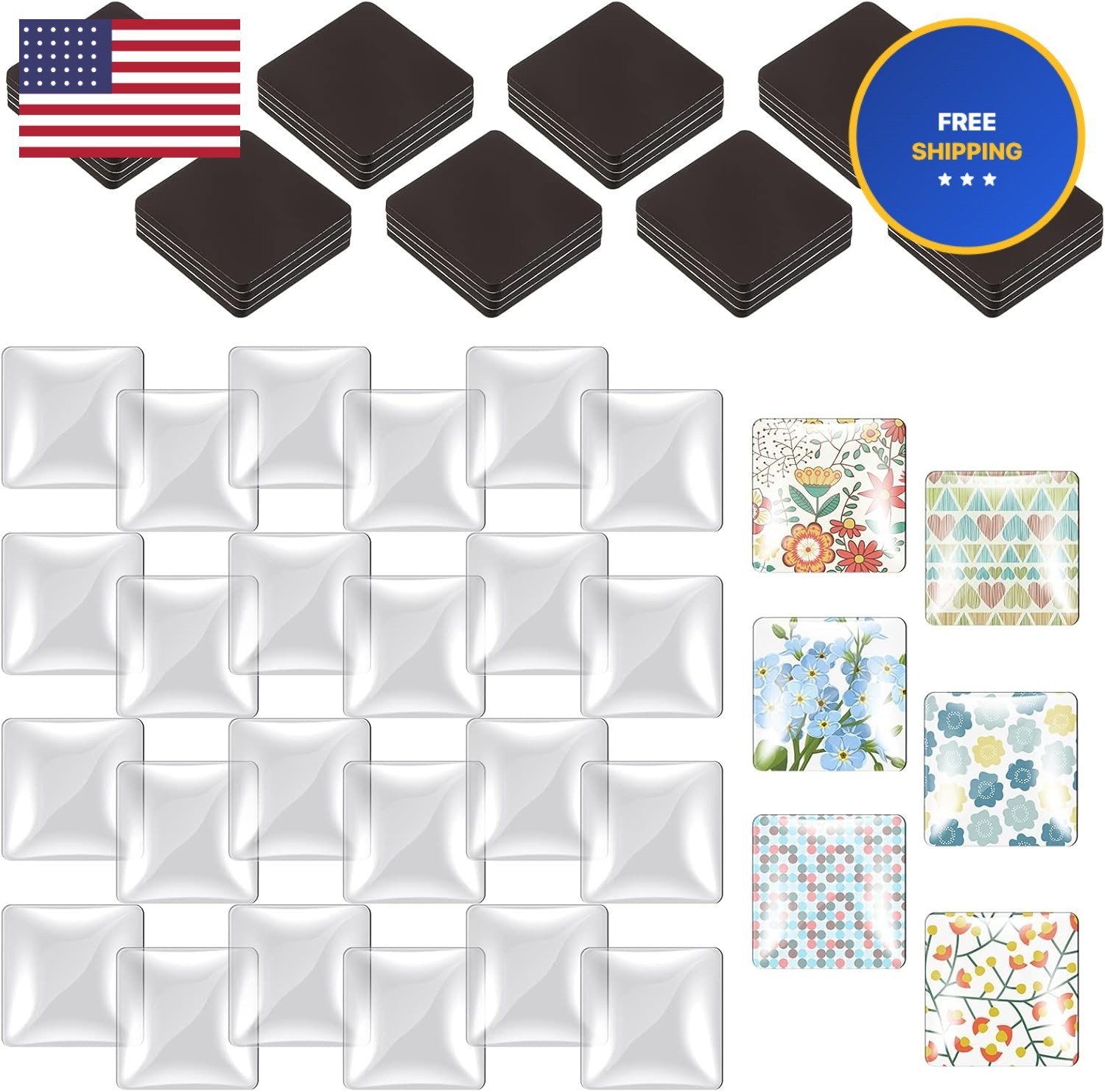 72 Pieces Round Craft Magnets Glass Ceramic Ferrite Magnet with Adhesive Backing