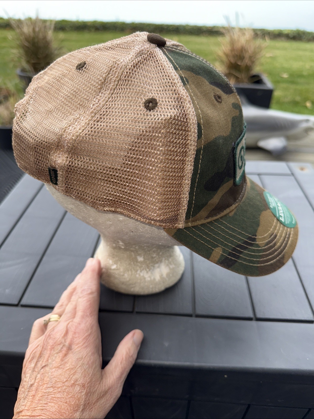 Silvers Insurance Group Green Tan Patch on Camo Gold Trucker Hat Cap SnapBack