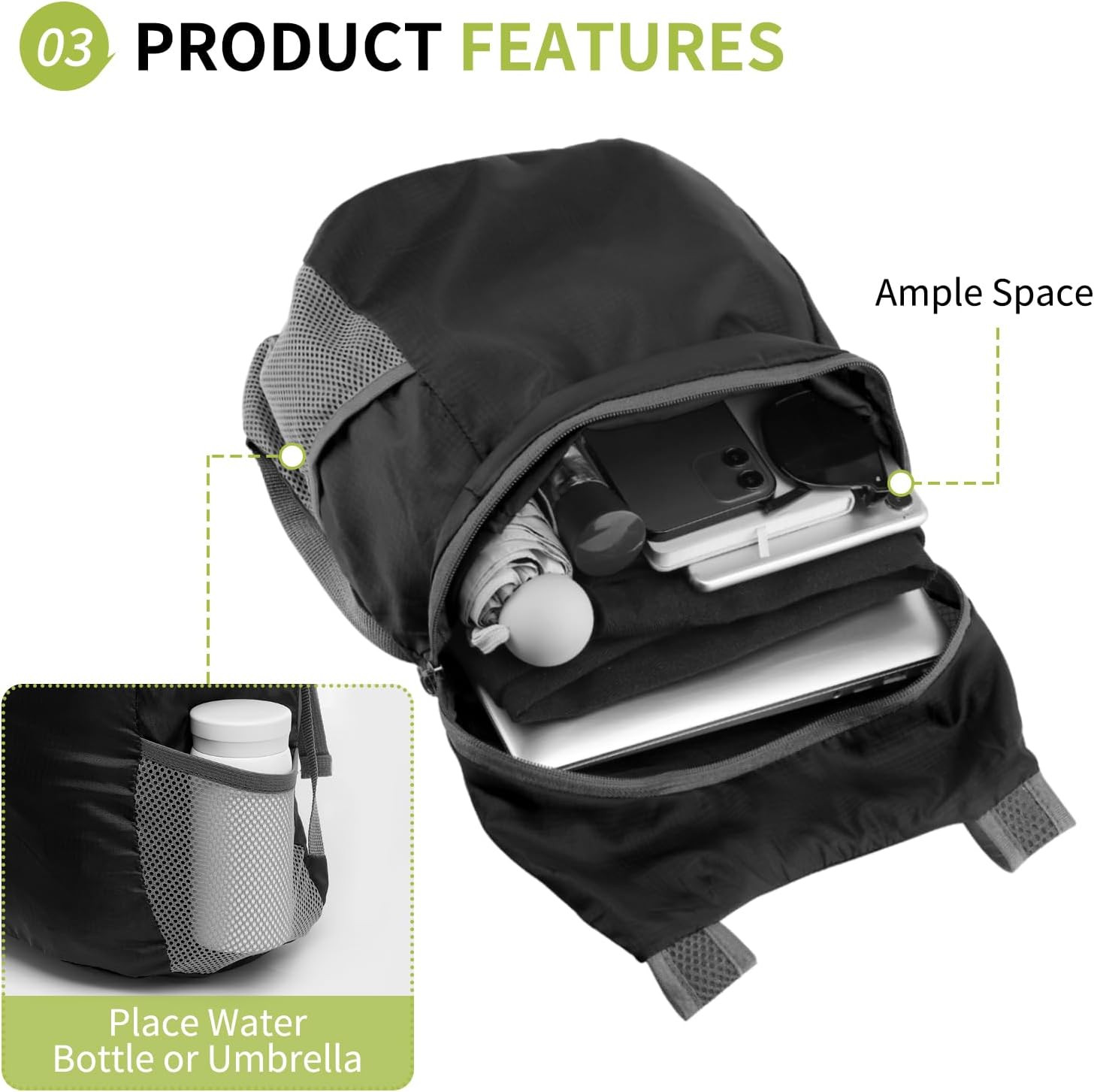 20L Ultra Hiking-Daypack Lightweight Foldable Travel Packable Backpack
