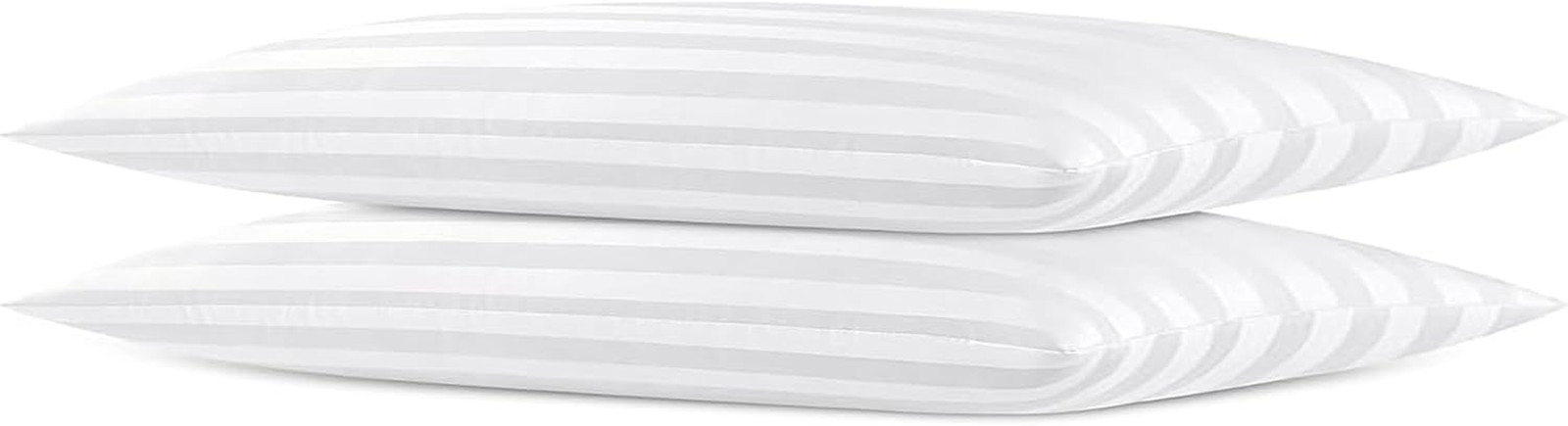 Thin Flat Soft Low Pillows King Size Set of 2, Down Alternative Filled Bed Pillo