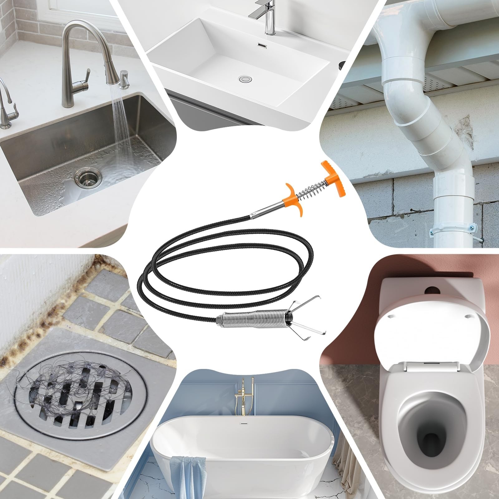 New Upgrade 35 inch Drain Snake Hair Drain Clog Remover Tool - Sink Drain Cle...