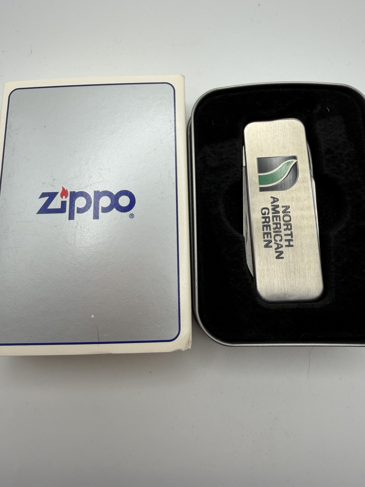North American Green Advertising Chrome Zippo File Scissors New B25