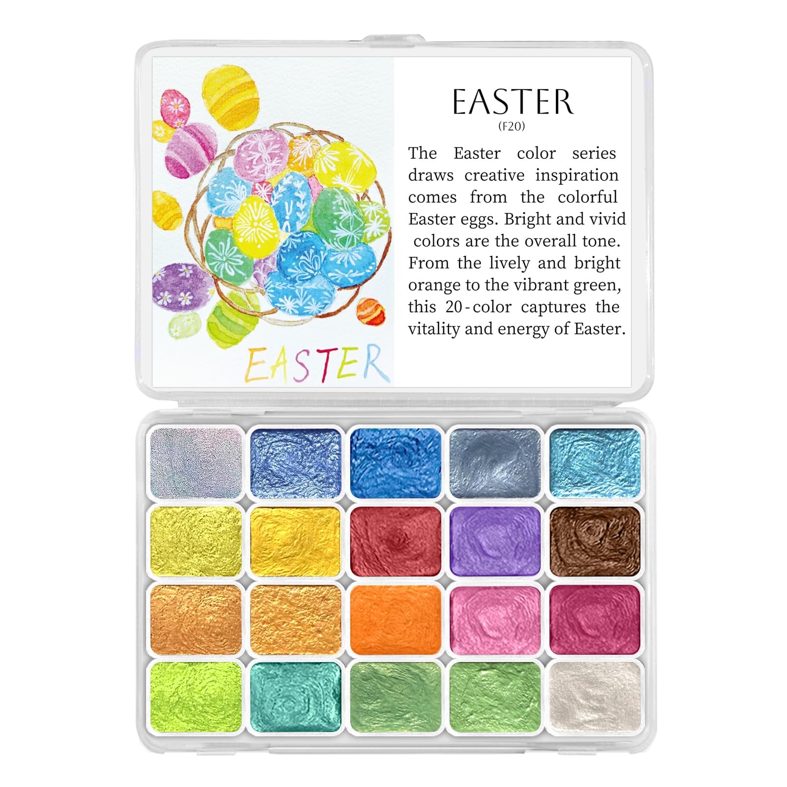 20 Colors Metallic Watercolor Paint Set Adult, Travel Painting Kit, Shifting ...