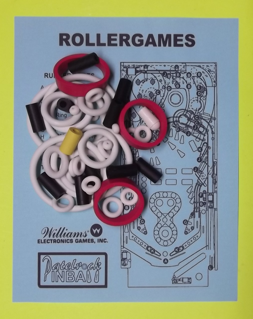1990 Williams Rollergames / Roller Games Pinball Machine Rubber Ring Kit