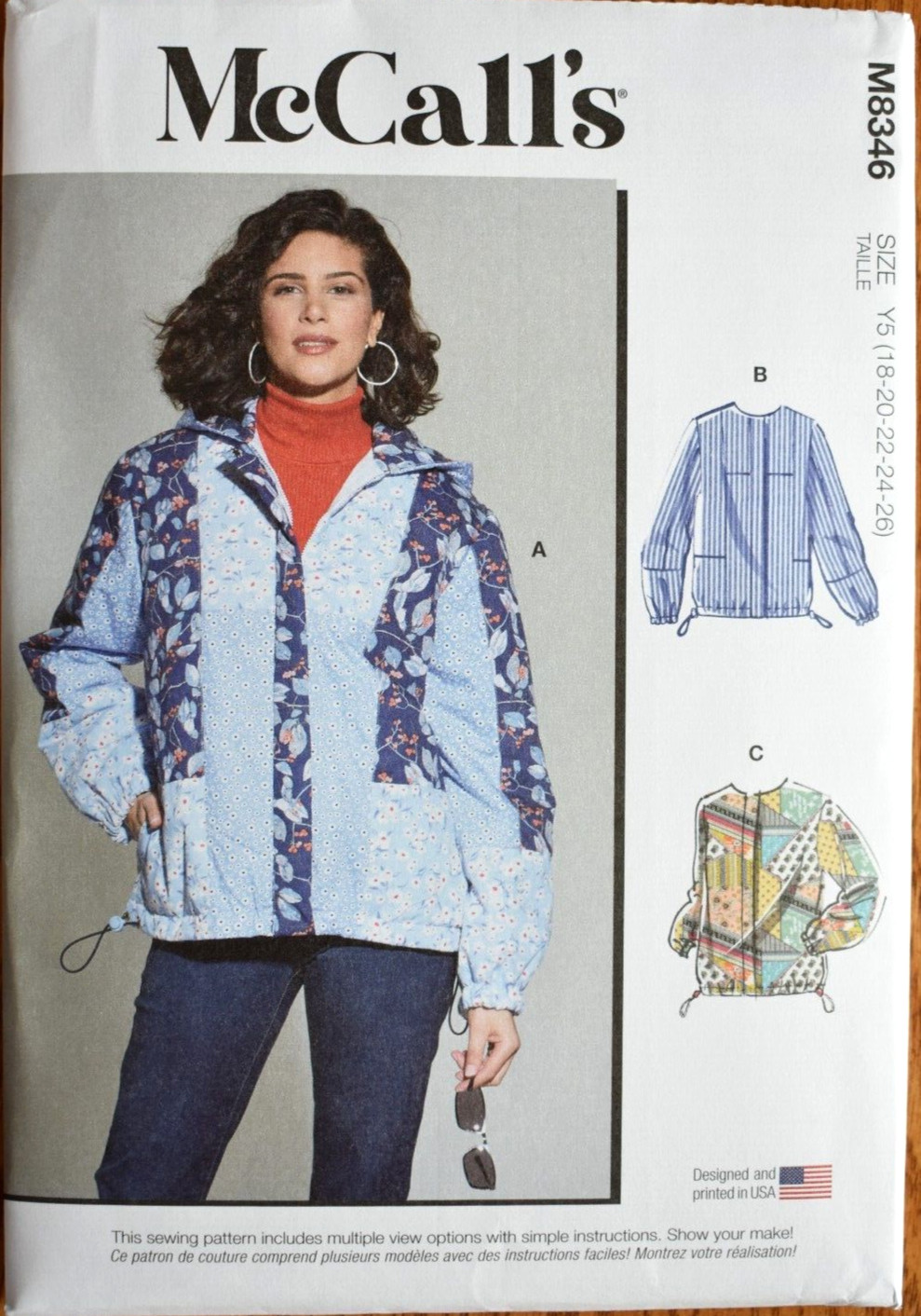 MCCALLS PATTERN 8346  JACKET  MISSES SIZES  18 20 22 24 26   UNCUT FF