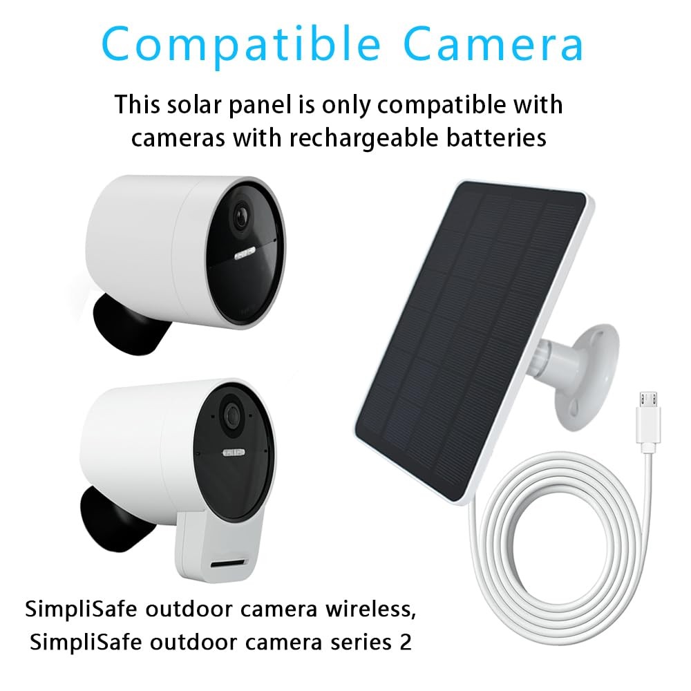 Solar Panel with SimpliSafe Outdoor Series 2 Wireless, 4W 5V Solar Panel with...