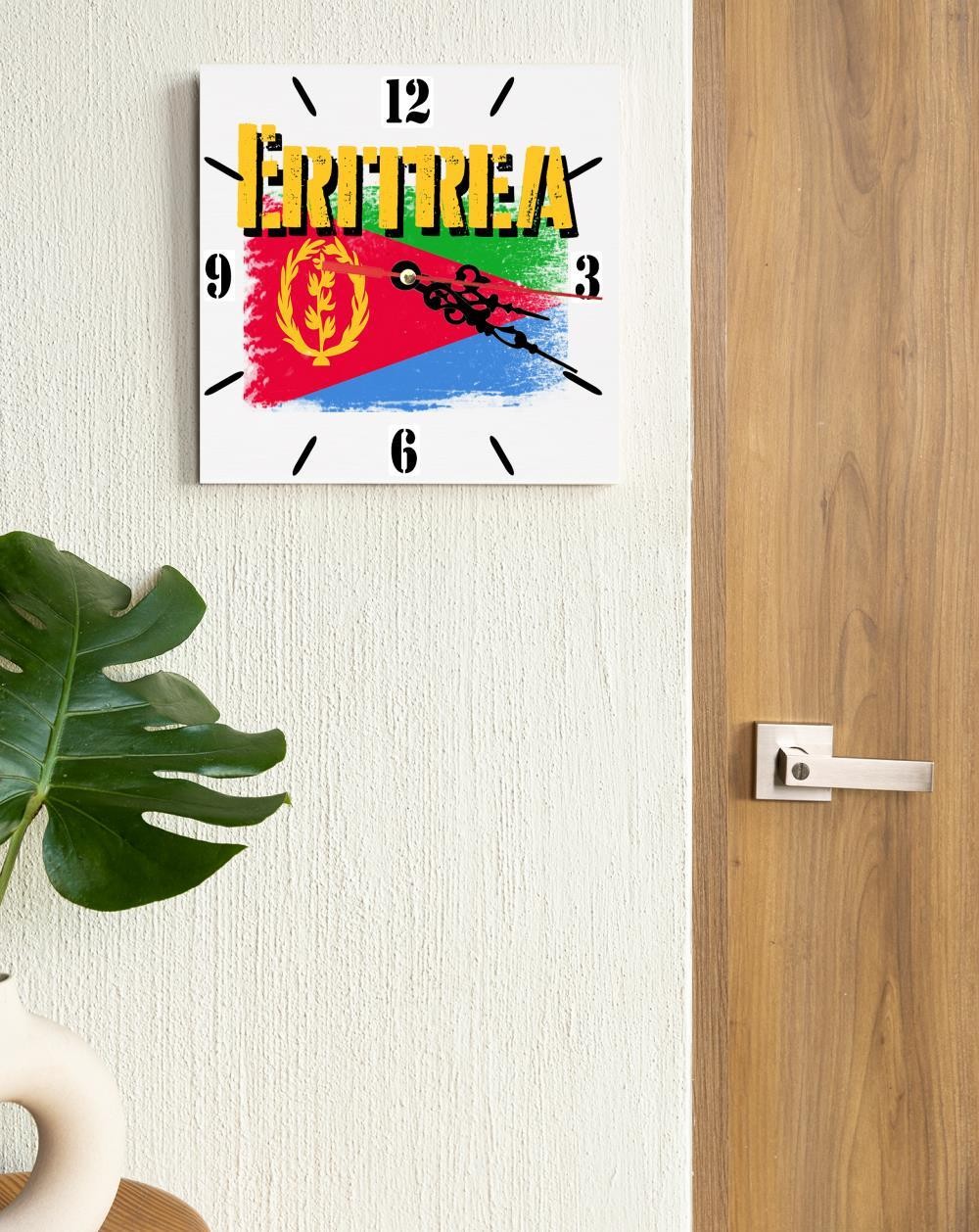 Eritrea Flag Wall clock patriots CERAMIC Tile Watch Support Décor