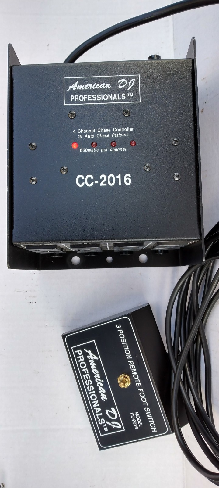American DJ lighting sequencer with footswitch
