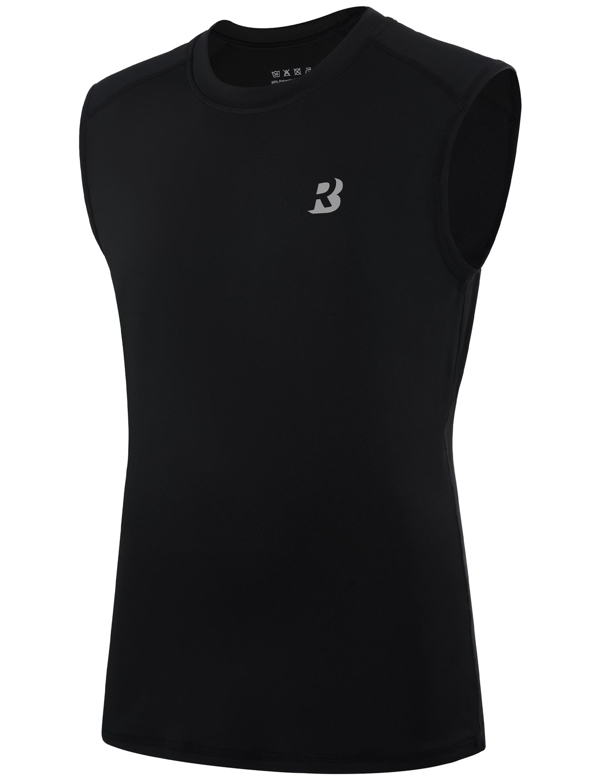 Boys Sleeveless Compression Shirts, 2 Pack Youth Small, B+black