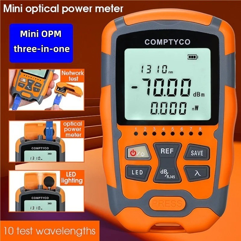 Optical Fiber Cable Tester Multimeter Tool Optical Power Meter with LED Light