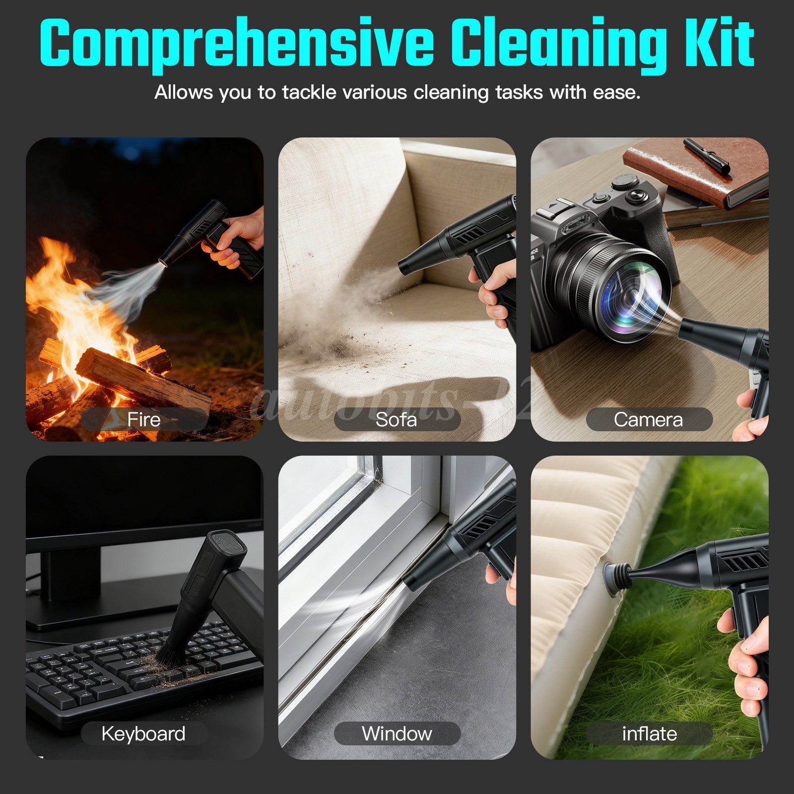 Adjustable 5 Speed Air Duster Reusable Blower Replace Compressed Air Spray