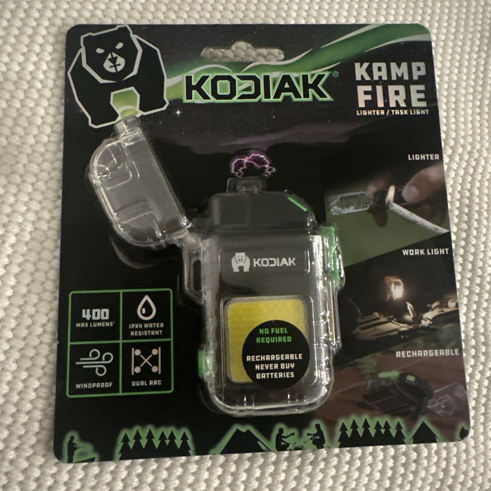 🔥✔️🔥 Kodiak Mini Rechargeable Plasma Lighter, LED Task Flashlight, Bright NIP
