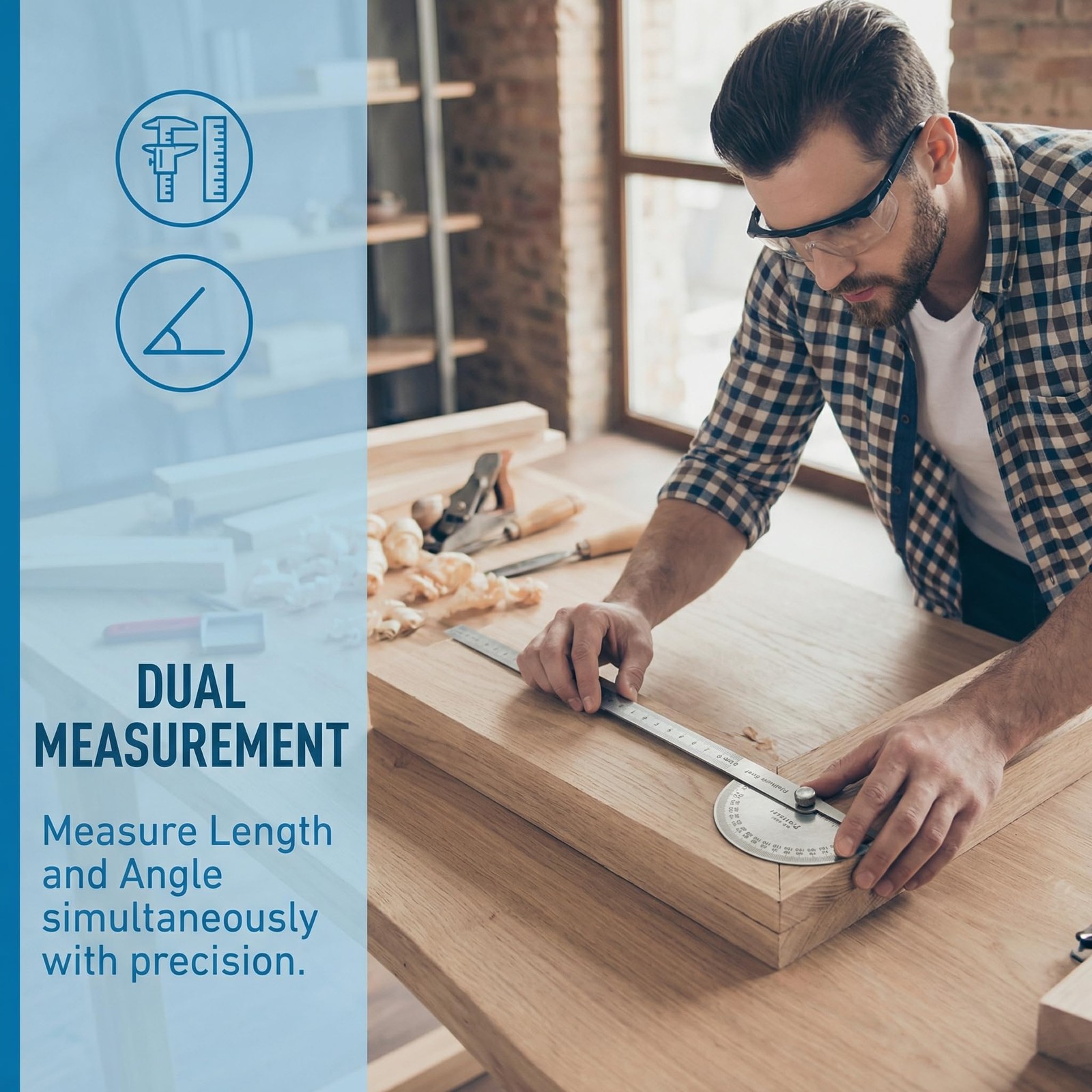 Stainless Steel Angle Finder Protractor, 0–180° Measuring Tool with...