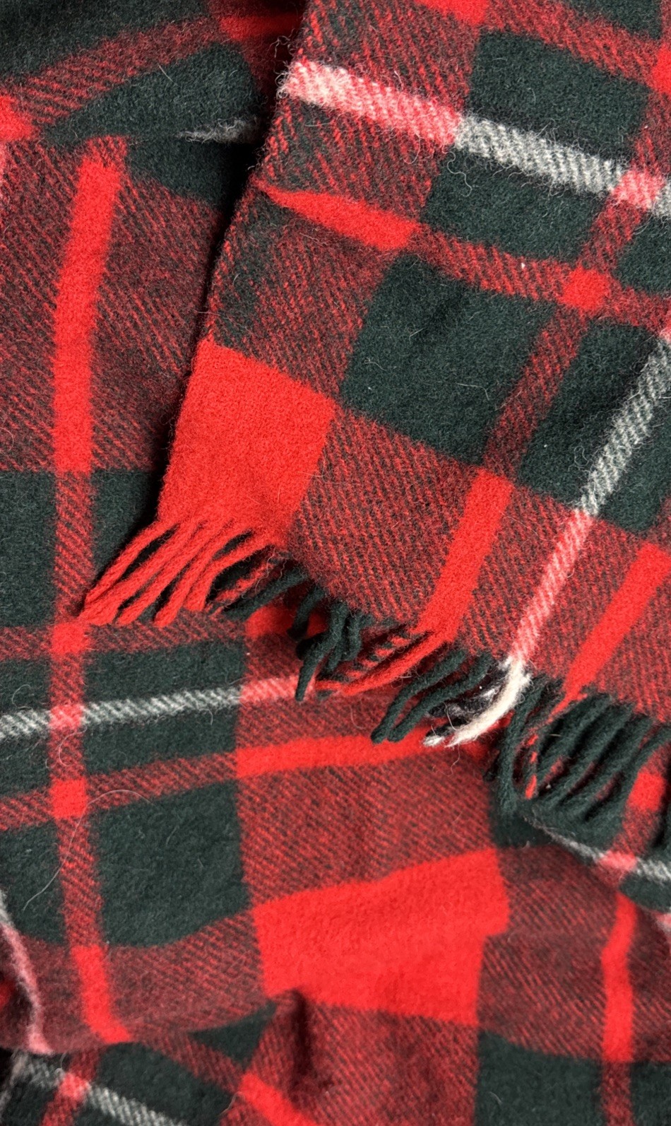 James Pringle Weavers Wool Blend Red Plaid Fringe Throw Blanket Made In Scotland