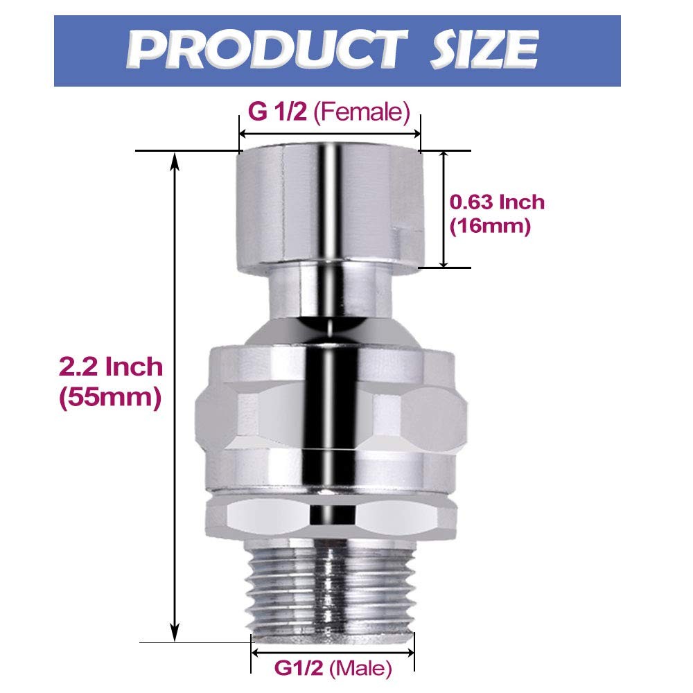 Shower Head Swivel Ball Adapter Brass Adjustable Arm Connector Chrome