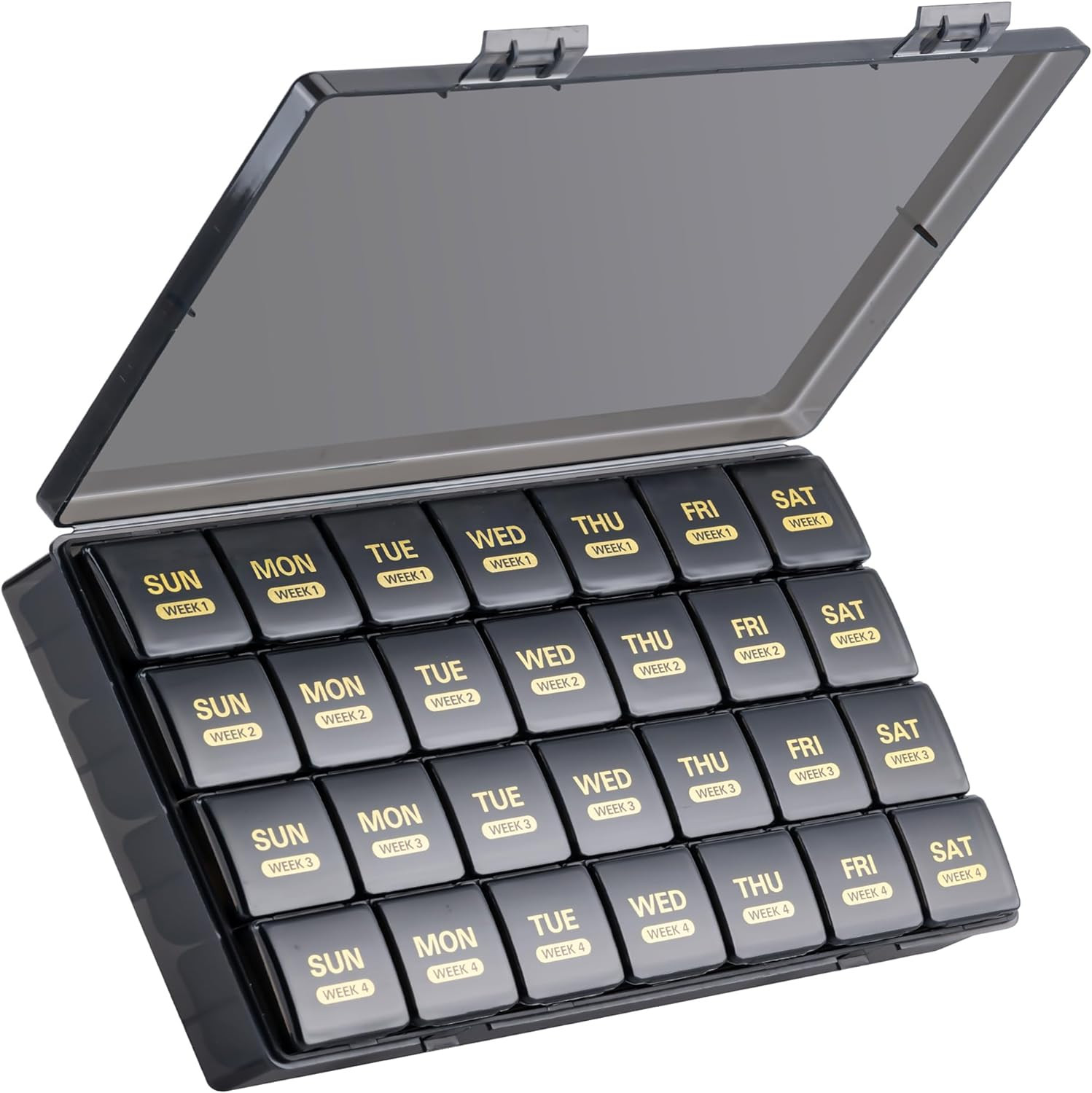 Monthly Pill Organizer, 28 Day Pill Box 1 Time a Day with Dust-Proof Case, Large
