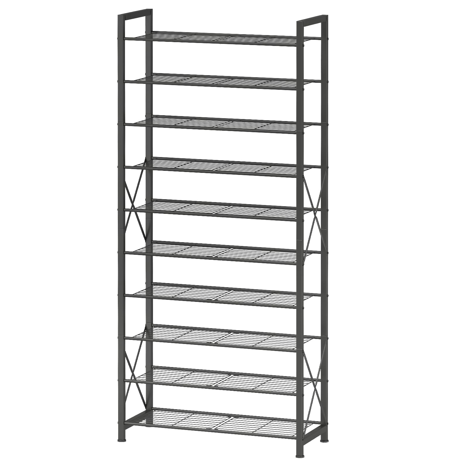 10 Tier Large Shoe Rack, Tall Metal Shoe Stand Holds 50 Pairs, Heavy Duty Sho...