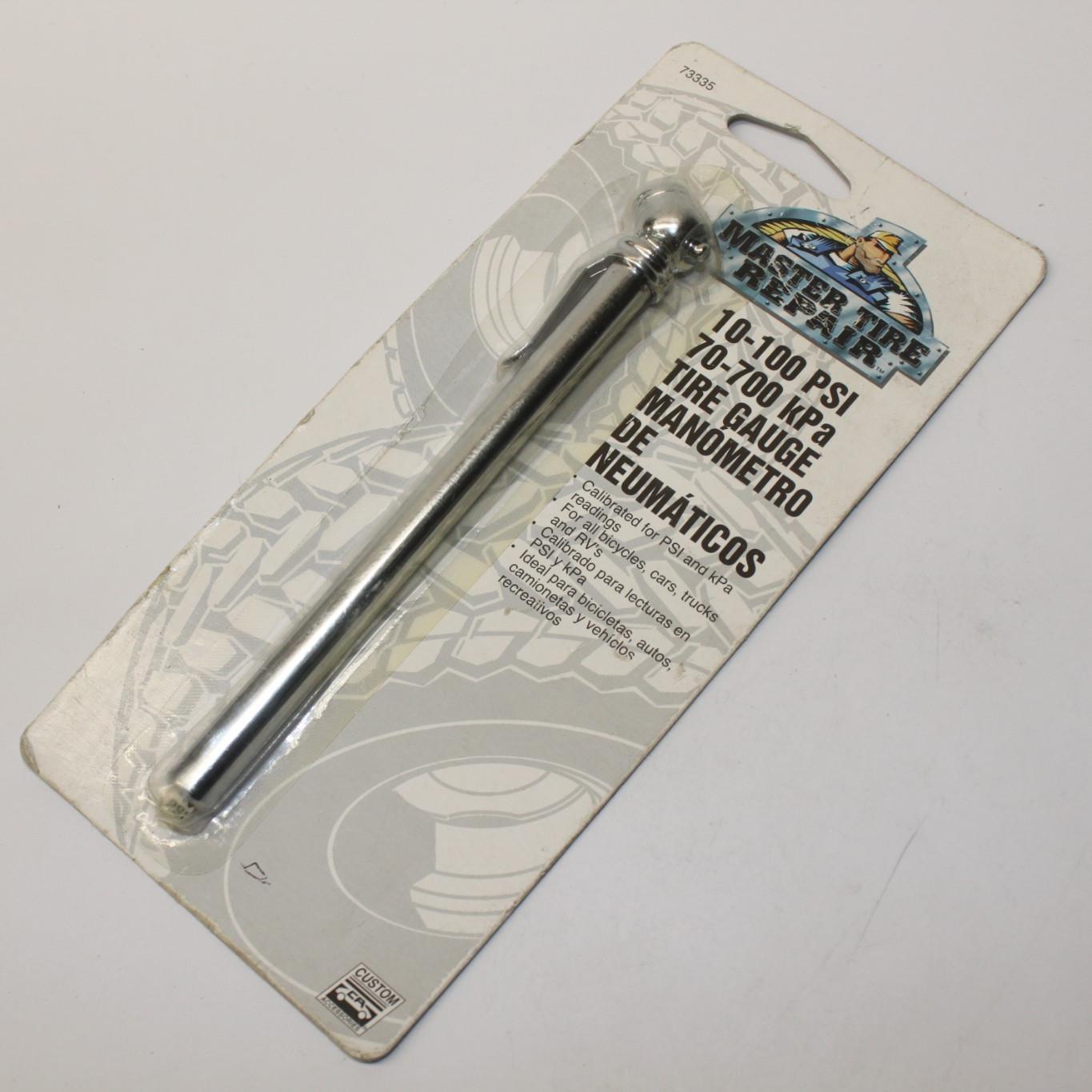 Master Tire Repair 73335 Pencil Pen Gauge 10-100 PSI for Bicycle Cars Trucks RV