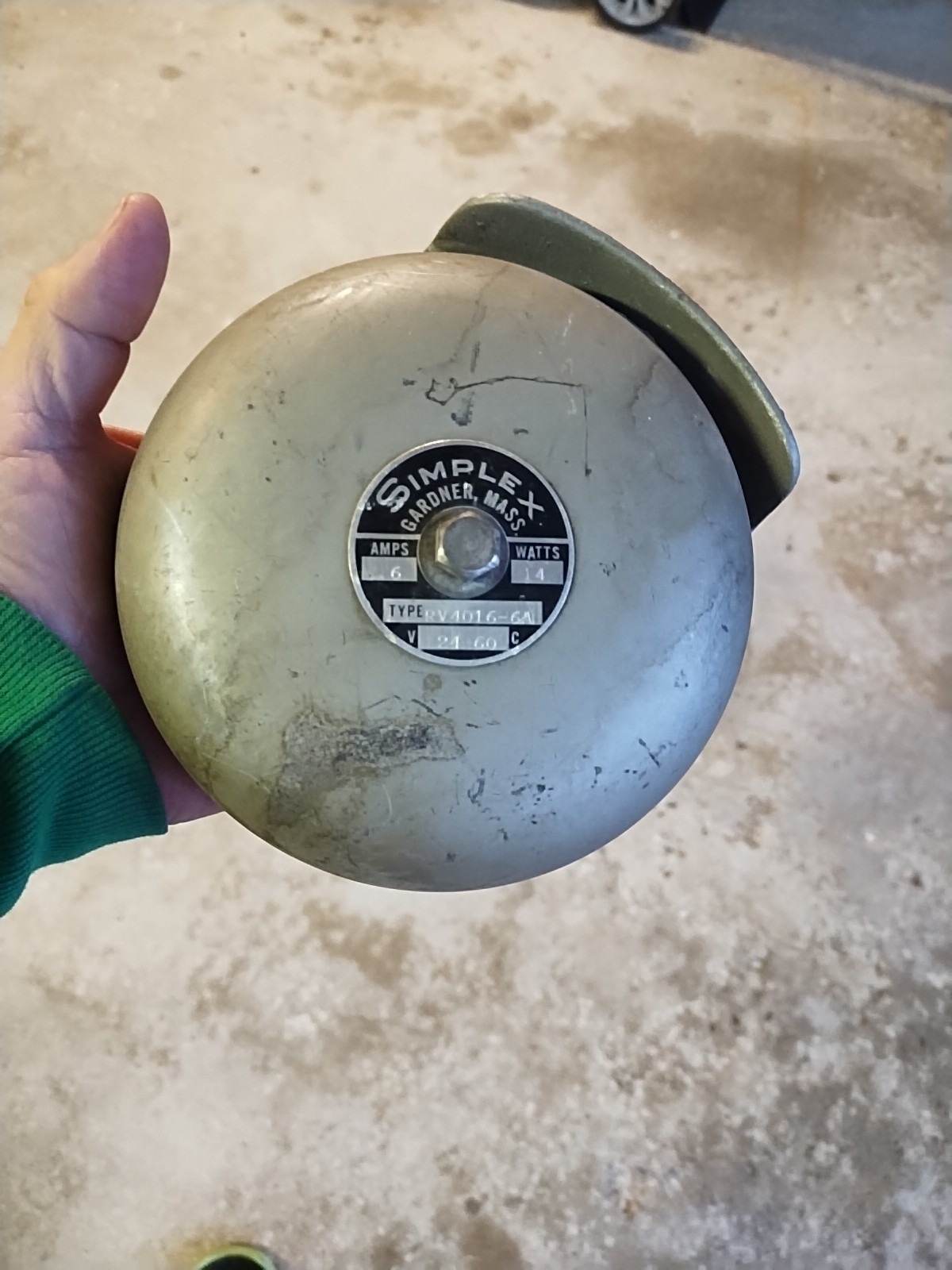 Vtg 6" Simplex Fire Alarm Bell V24-60C 14 Watts RV 4016 6A Gardner Massachusetts