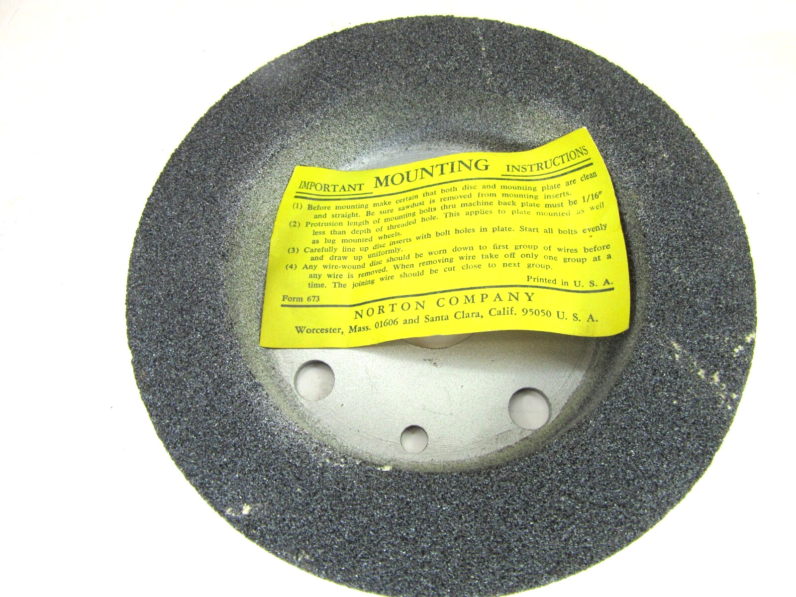 NORTON 6" Grinder Grinding Wheel - USA