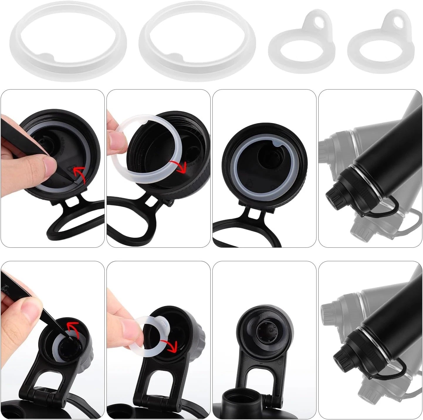 6Pcs Replacement Gaskets Compatible with TAKEYA Water Bottle, Leak-Proof Silicon