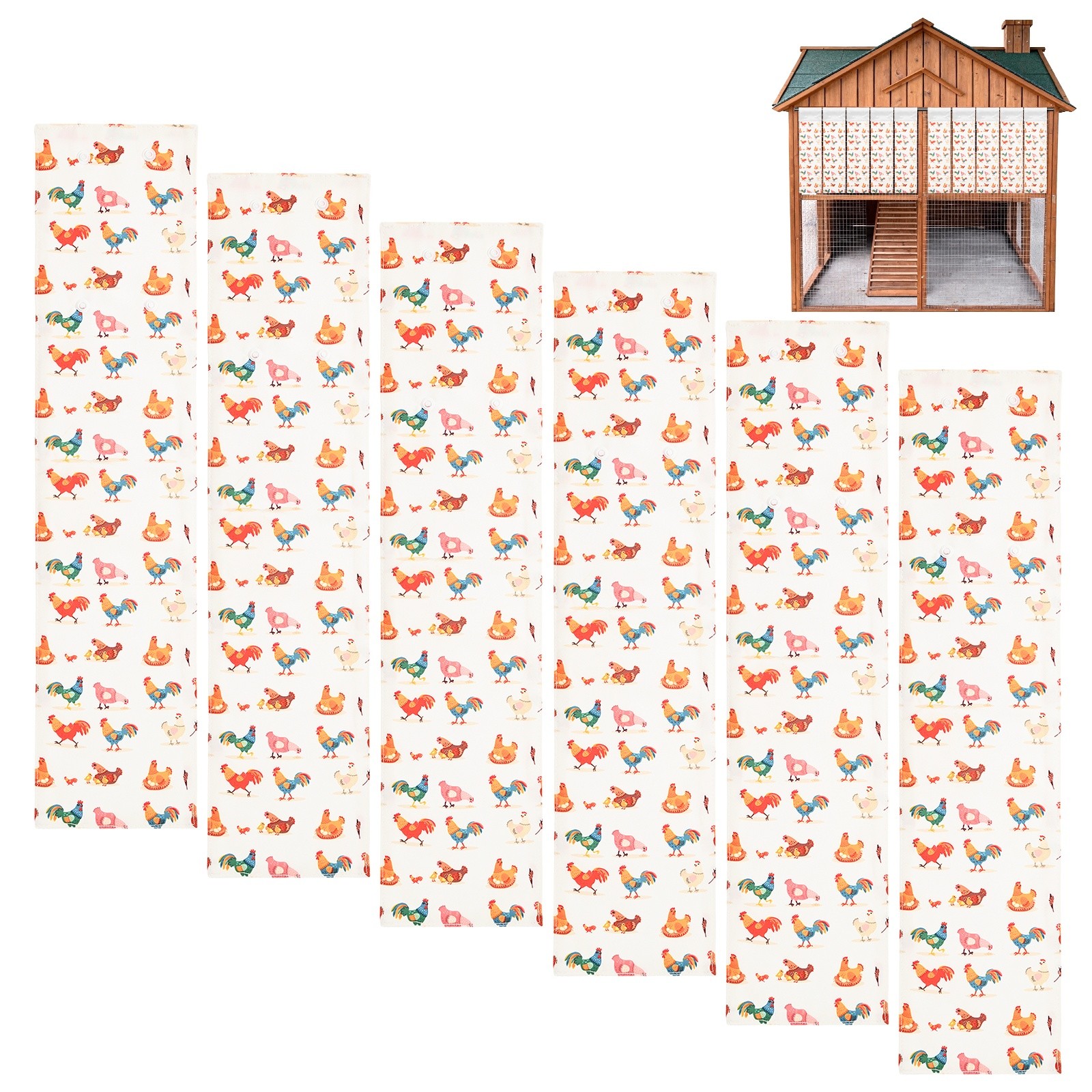 6-Pack Chickens Nest Box Curtains for Laying Eggs/Windproof/Lightproof[White 1]