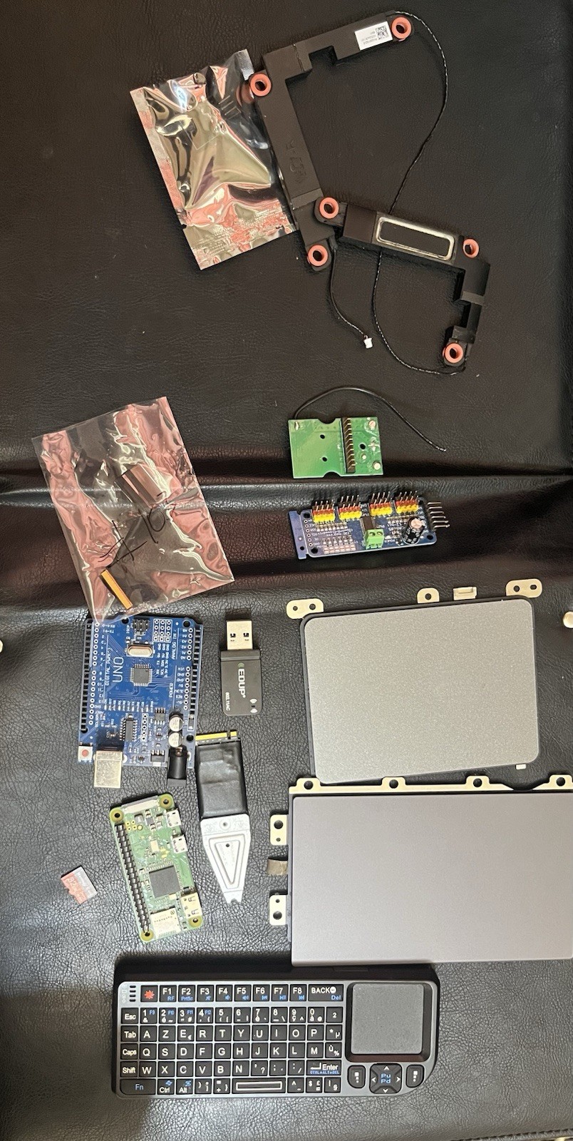 Arduino UNO Board & Laptop Parts Lot: Keyboard/Touchpad PCBs Heatsink and more