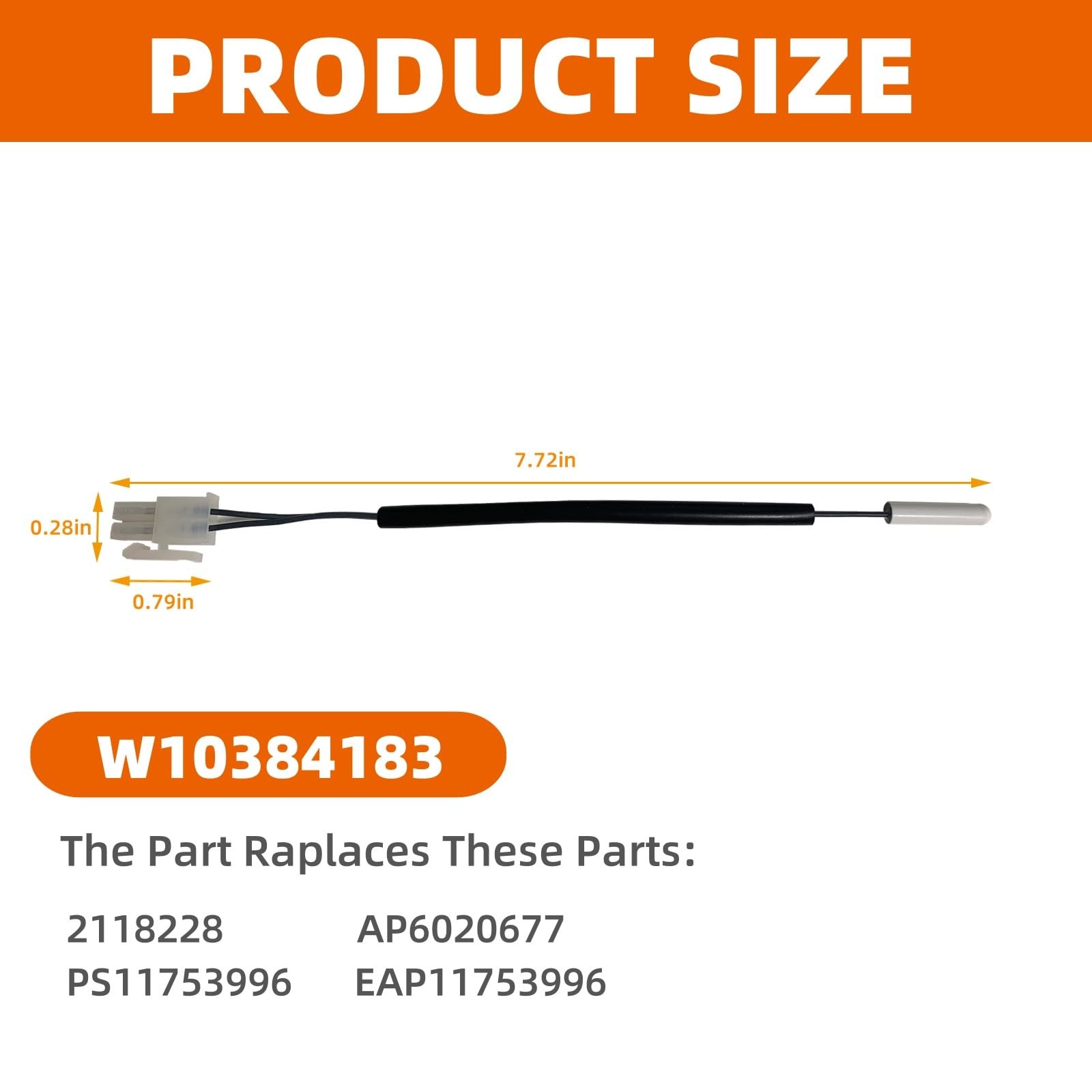 WPW10384183 Freezer or Refrigerator ThermistorTemperature Sensor,Compatible w...