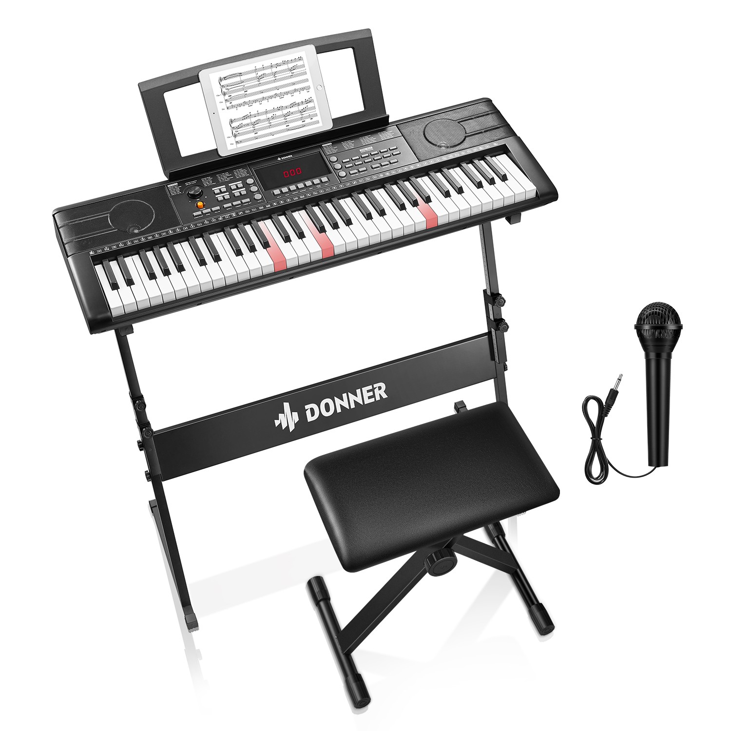 Donner DEK-300 Electronic Keyboard illuminated Lighted Key
