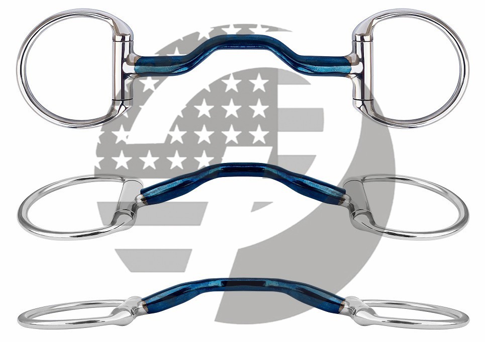 Eggbutt Ported Mouth Blue Alloy Bits, Horse Riding Sweet Iron Snaffle Bits