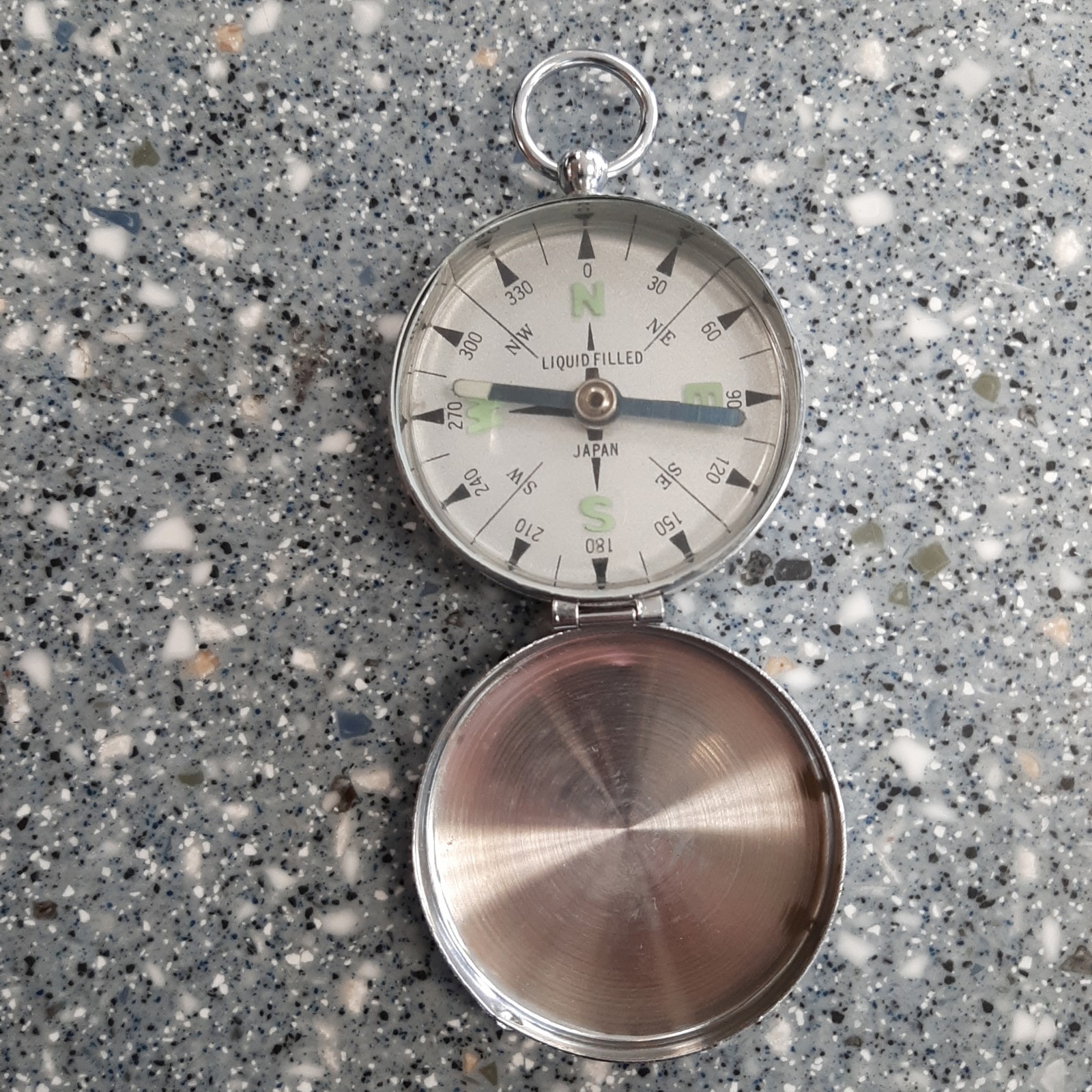 Vintage 1960's Glass and Metal Japanese Magnetic Hand Compass
