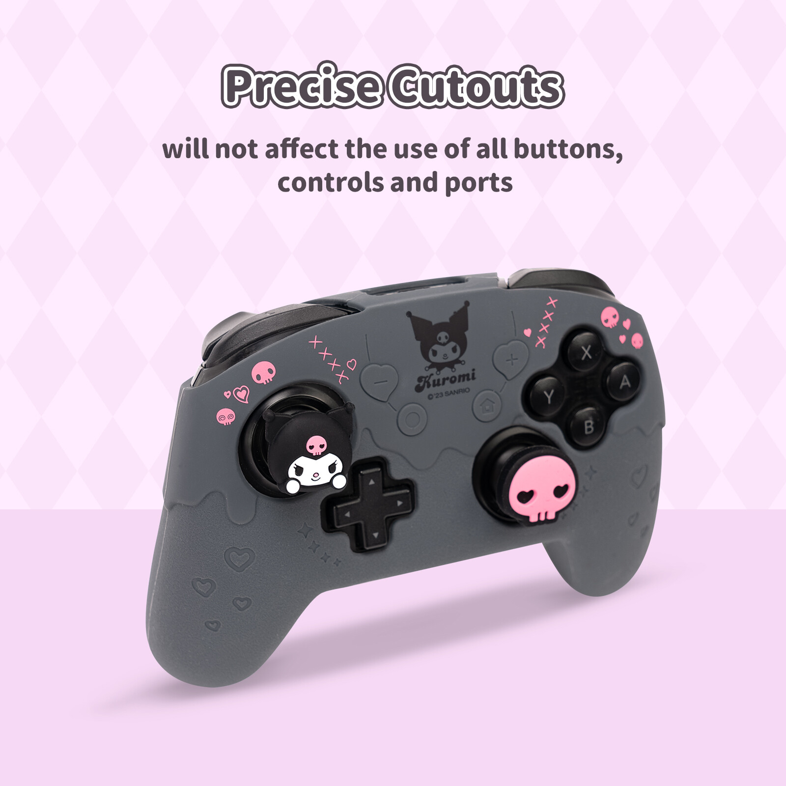 GeekShare X Sanrio Kuromi Case Cover for Switch Pro Controller Skin + Thumb Grip