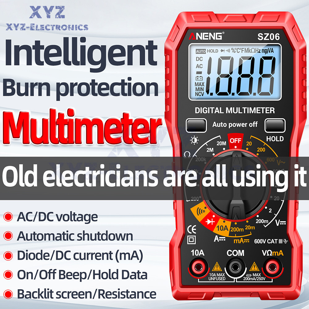 ANENG SZ06 LCD Digital Multimeter 2000 Count AC/DC Voltmeter Ammeter Volt Meter