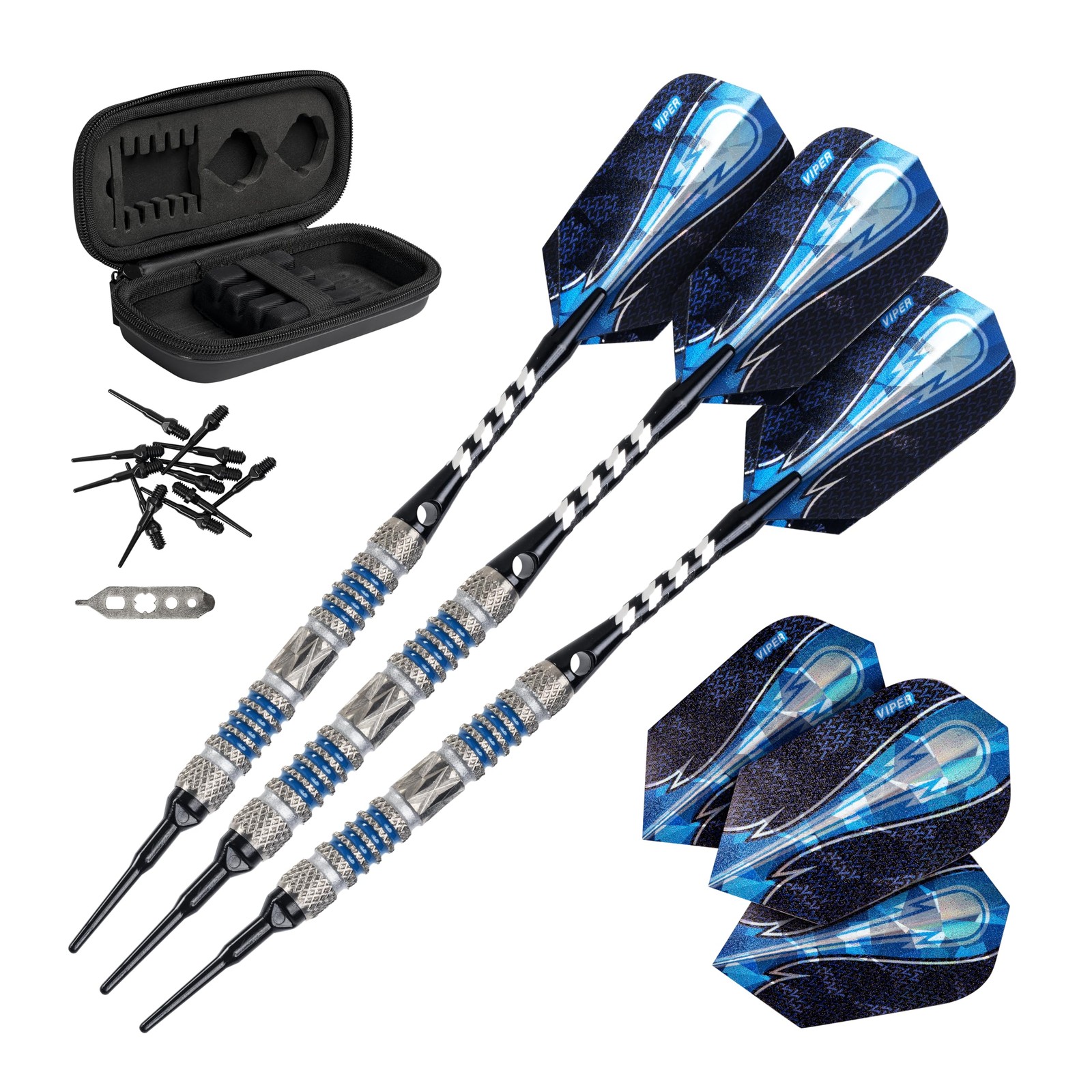Viper By Gld Products Viper Astro 80 Tungsten Soft Tip Darts Blue Rings 20 Grams
