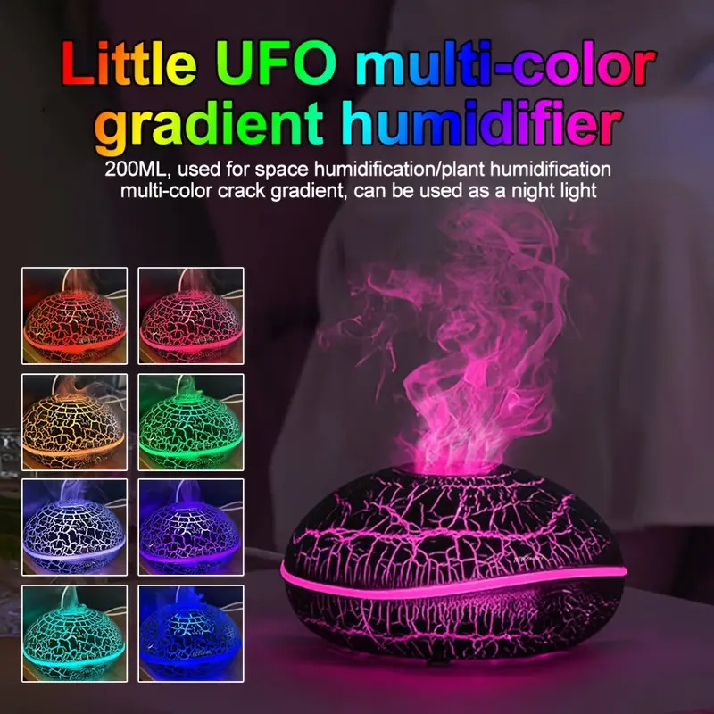 Flame Aromatherapy Diffuser Aroma LED Light Ultrasonic Air Humidifier 200ml