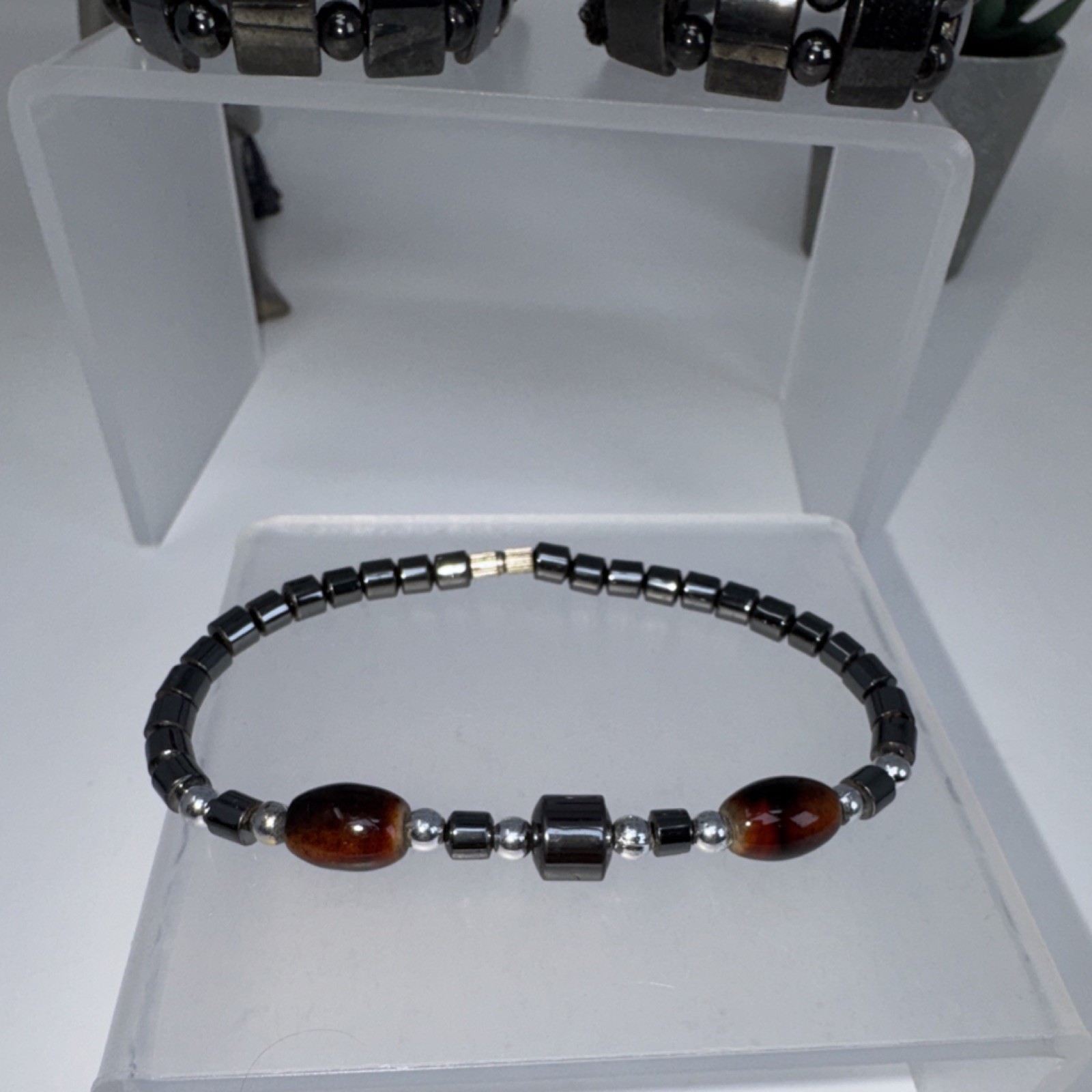 Beaded Hematite Stone Bracelets Set, Stretchable, Unisex