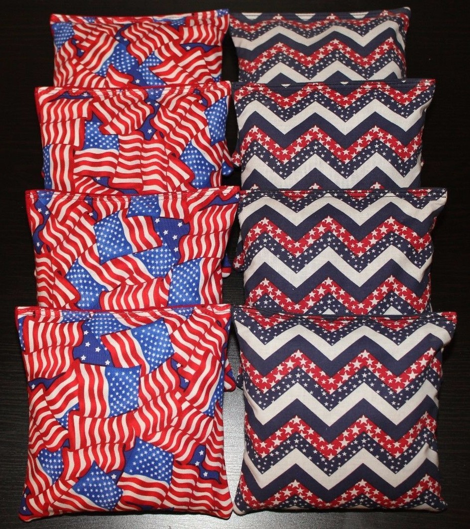 Patriotic AMERICAN STARS Blue & Red Cornhole Bean Bags ACA Regulation Quality!!