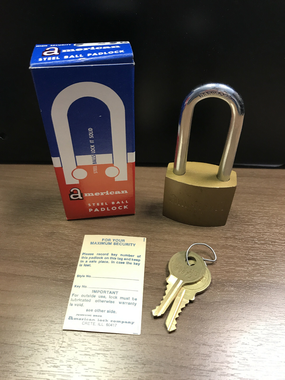 Vintage American Lock Padlock, Model # 206, Keyed Different (KD), NOS