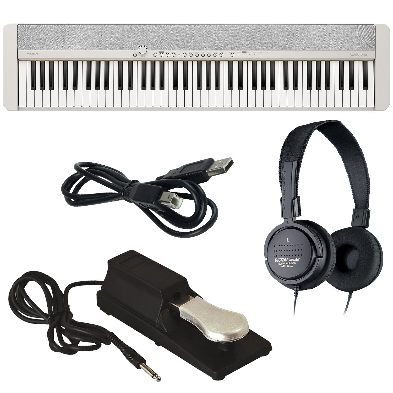 Casio Casiotone CT-S1-76 Portable Keyboard - White BONUS PAK