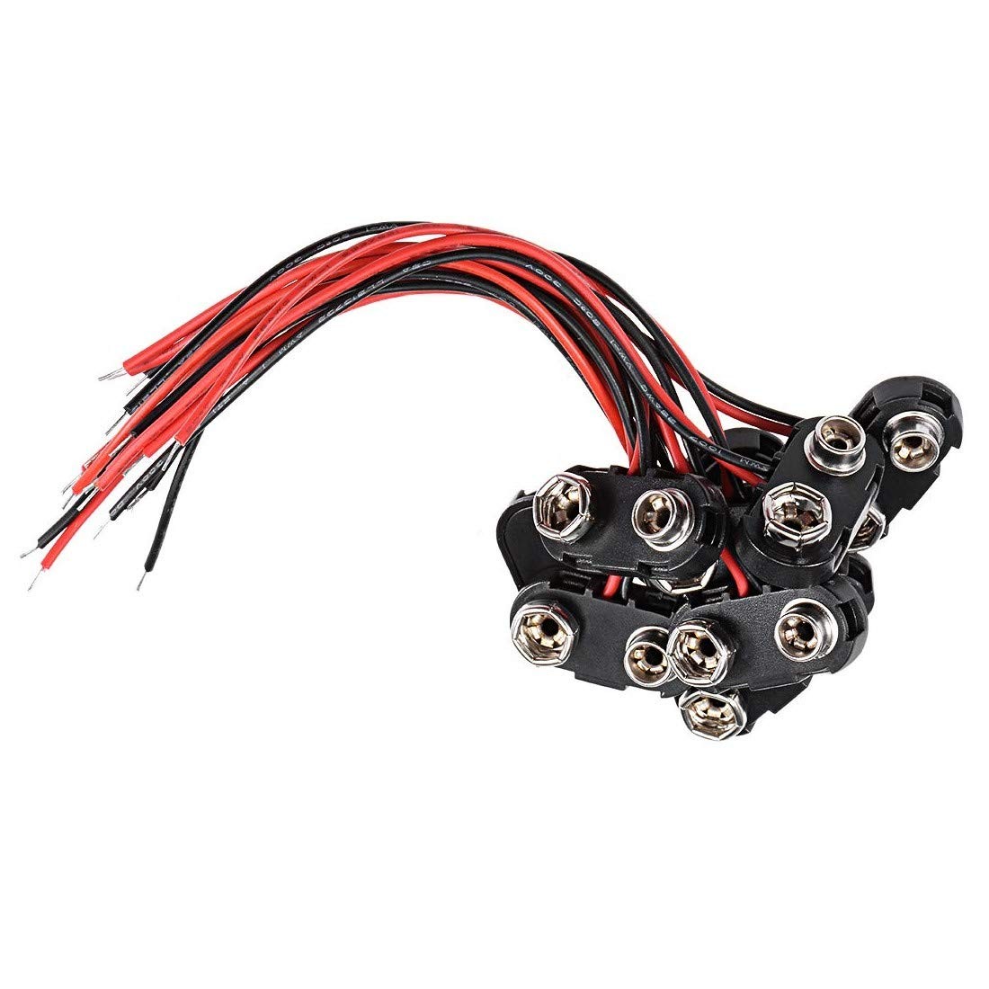 bnafes 10 Pack T Type 9 V Battery Clip Connector Long Cable Connection Black