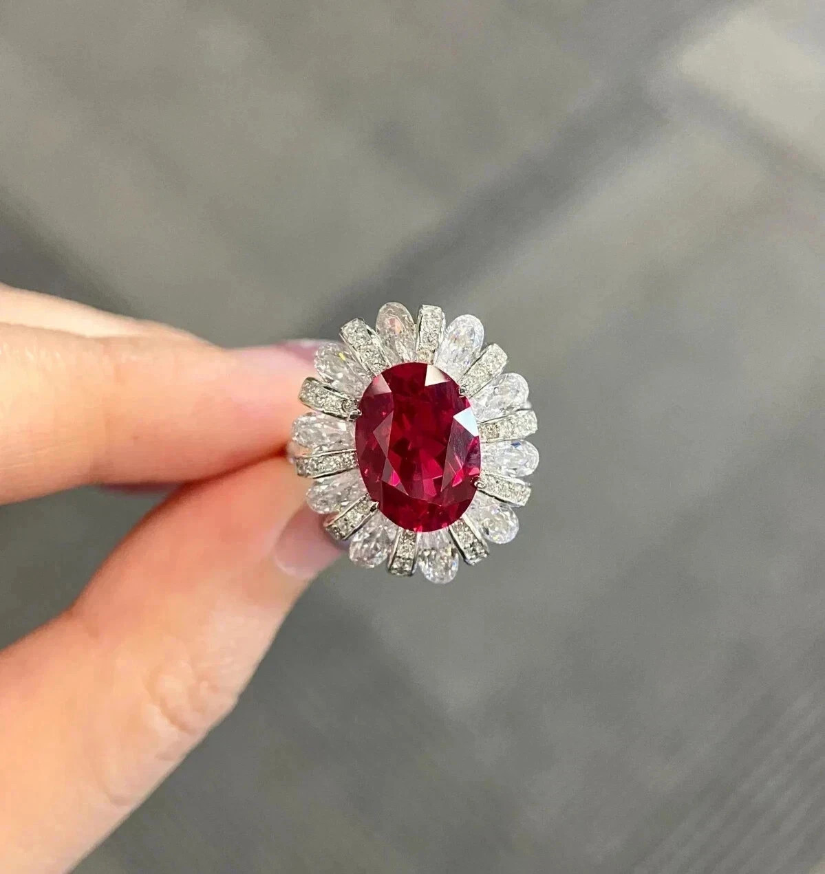 5.70 Ct Natural Ruby And Diamond Wedding Bridal Ring 14k White Gold Size 6,7,8,9
