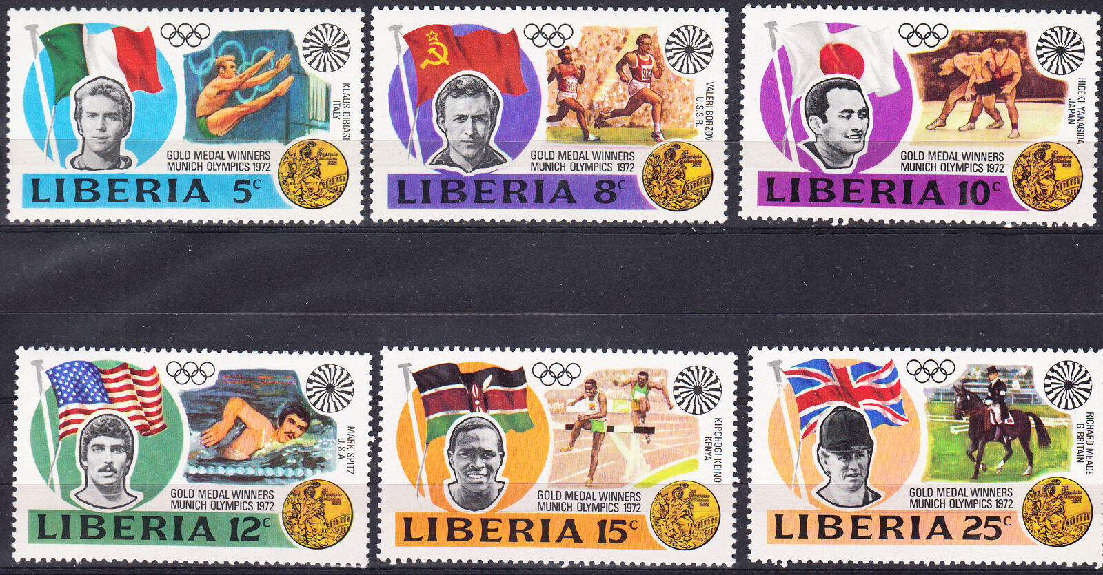 W LIBERIA 0616-621 MUNICH OLYMPIC WINNERS
